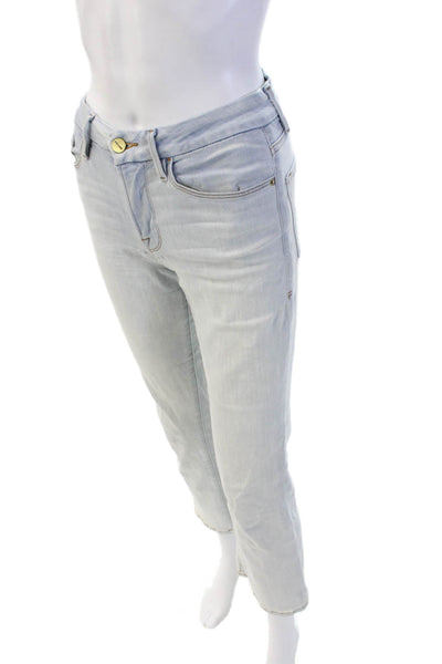 Frame Womens Textured Zip Button Straight Leg Denim Jeans Blue Size EUR 29