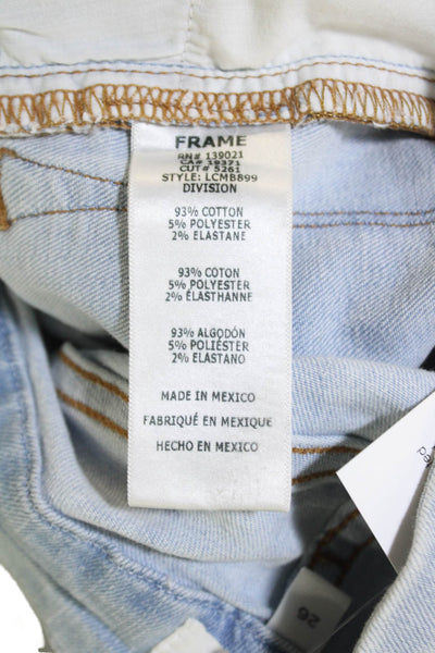 Frame Womens Textured Zip Button Straight Leg Denim Jeans Blue Size EUR 29