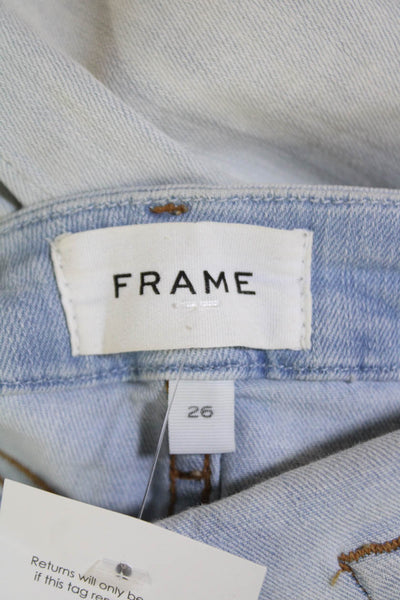 Frame Womens Textured Zip Button Straight Leg Denim Jeans Blue Size EUR 29