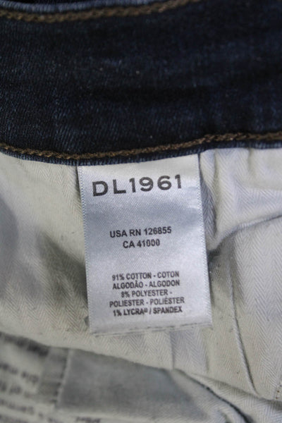 DL1961 Womens Cotton Zip Button Slim Fray Leg Jeans Blue Size EUR 26