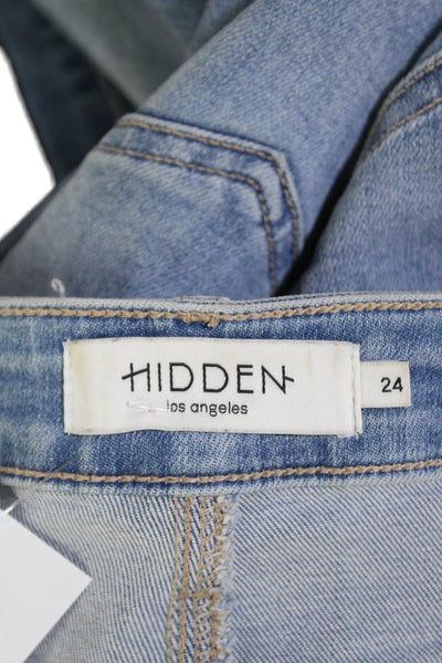 Hidden Womens Cotton Zip Button Straight Leg Denim Jeans Blue Size EUR 24