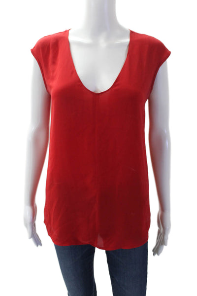 J Crew Women's V-Neck Sleeveless Basic Tank Top Blouse Red Size 0