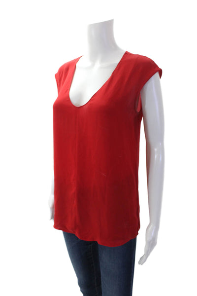 J Crew Women's V-Neck Sleeveless Basic Tank Top Blouse Red Size 0