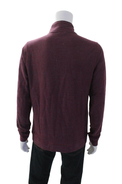 Marine Layer Mens Cotton Mock Neck Pullover Henley Sweatshirt Red Size M