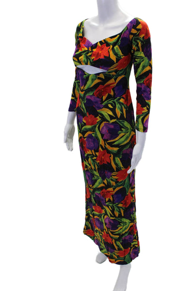 Dur Doux Womens Maxi Floral Diamond Cutout Dress - Multi Size M