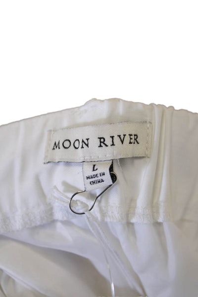 Moon River Womens Cargo Pants - White Size L