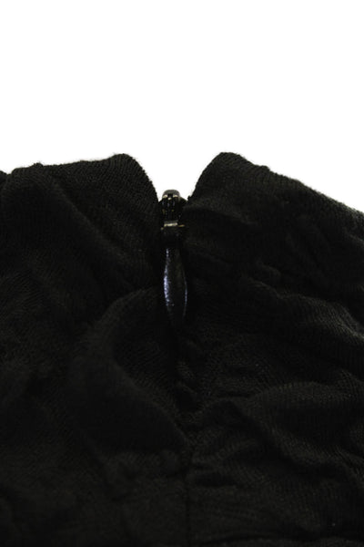 Dur Doux Womens Puckered Knit Long Sleeve Crop Top - Black Size XS