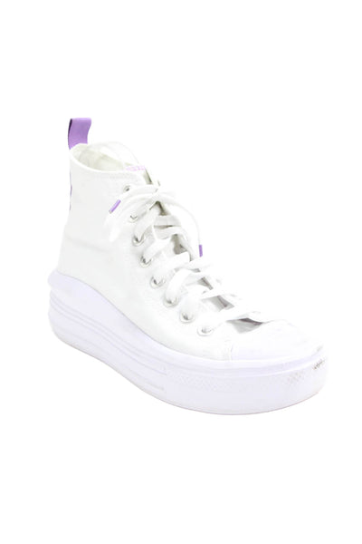 Converse Childrens Girls  High Top Sneakers White Purple Size 6