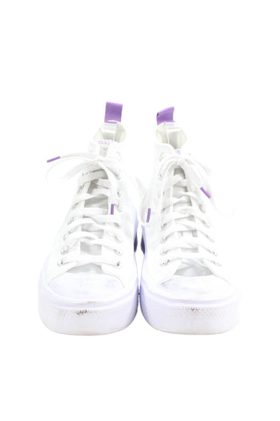 Converse Childrens Girls  High Top Sneakers White Purple Size 6