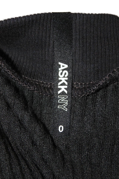 ASKK NY Womens Long Sleeve Rib Tee - Black Size 0