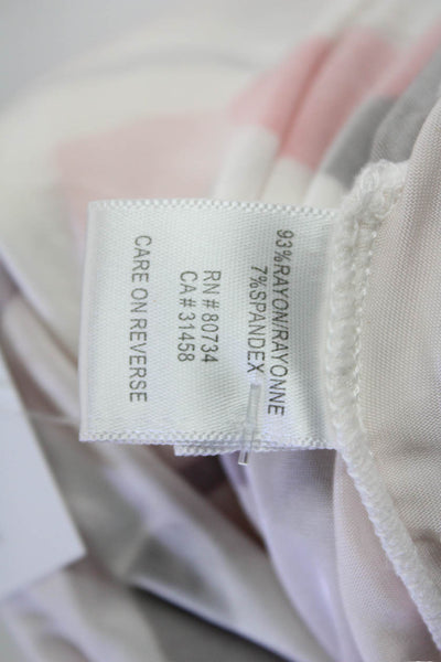BCBG Max Azria Womens Floral Print Belted Dress White Pink Size Medium