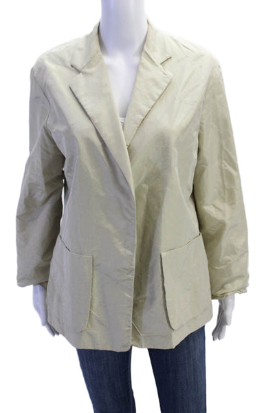 Donna Karan New York Womens Silk Button Closure Light Jacket Beige Size 10
