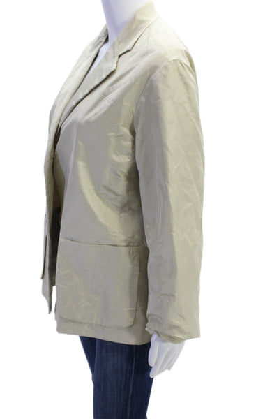 Donna Karan New York Womens Silk Button Closure Light Jacket Beige Size 10