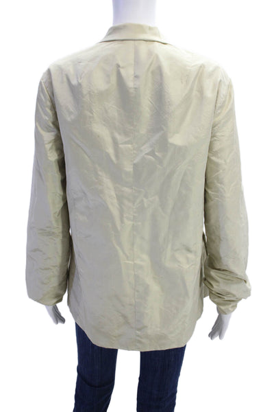 Donna Karan New York Womens Silk Button Closure Light Jacket Beige Size 10