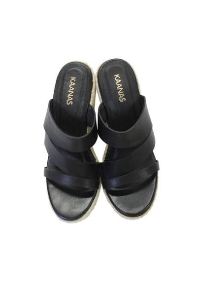 Kaanas Womens Espadrille Open Toe Slip On Wedge Mules Black Size 6