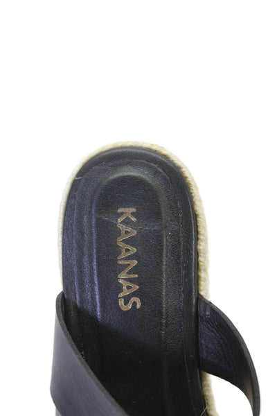 Kaanas Womens Espadrille Open Toe Slip On Wedge Mules Black Size 6