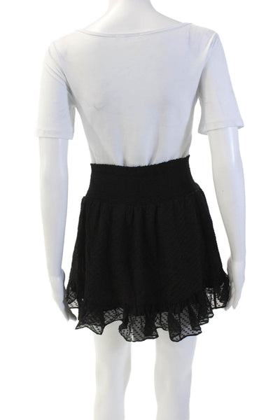 Intermix Womens Textured Polka Dot Print Elastic Waist Mini Skirt Black Size P