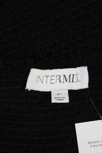 Intermix Womens Textured Polka Dot Print Elastic Waist Mini Skirt Black Size P