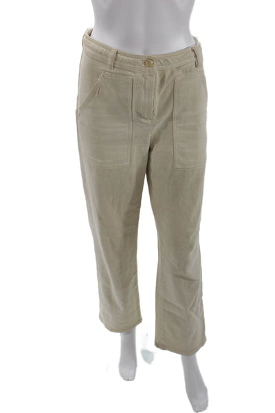 Wilfred Free Womens Cotton Pocketed Mid Rise Wide Leg Jeans Beige Size 0