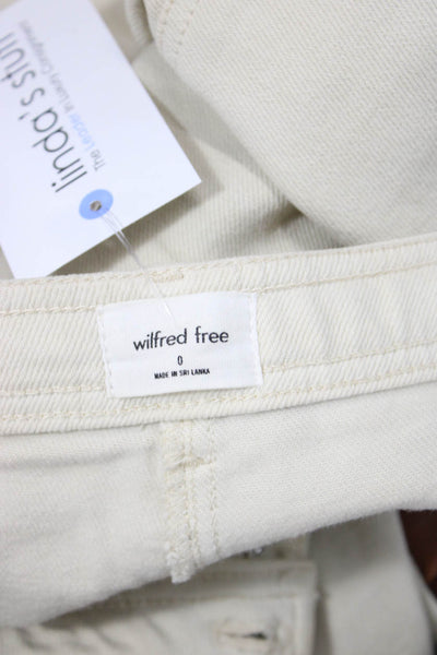 Wilfred Free Womens Cotton Pocketed Mid Rise Wide Leg Jeans Beige Size 0