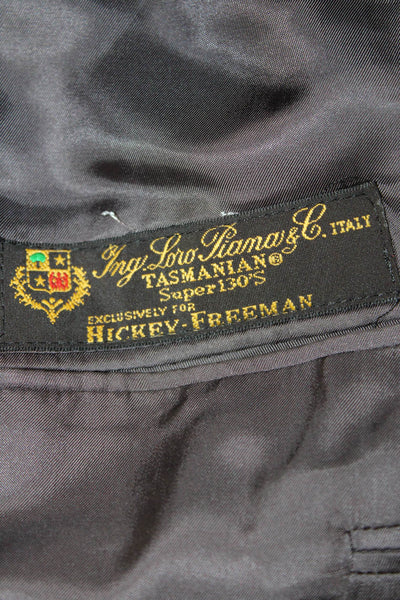 Hickey Freeman Mens Collared Long Sleeves Two Button Jacket Gray Striped Size 36