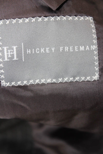 Hickey Freeman Mens Collared Long Sleeves Two Button Jacket Gray Striped Size 36