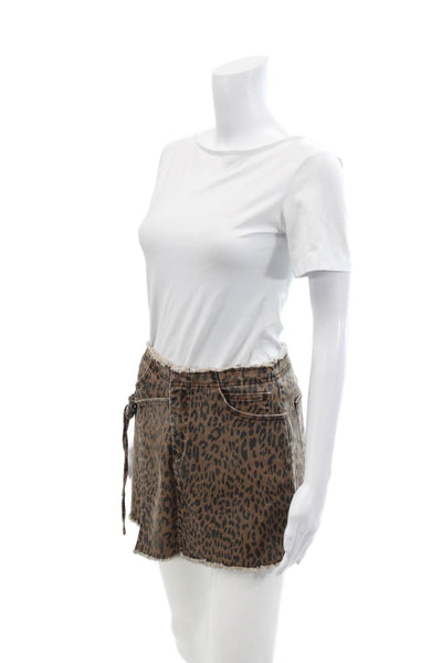 Le Lis Collection Womens Cotton Animal Print Zip Tied Skort Brown Size M