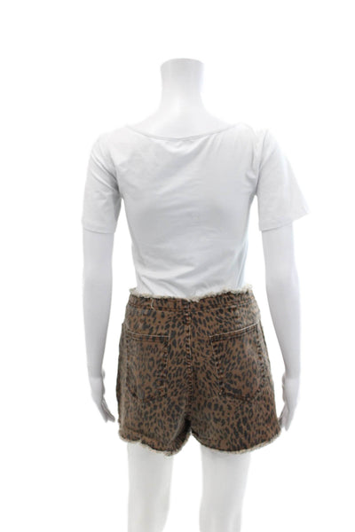 Le Lis Collection Womens Cotton Animal Print Zip Tied Skort Brown Size M