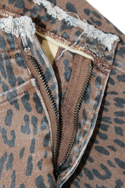 Le Lis Collection Womens Cotton Animal Print Zip Tied Skort Brown Size M