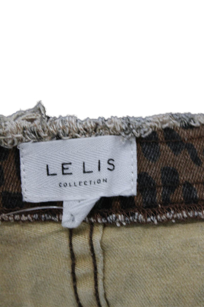 Le Lis Collection Womens Cotton Animal Print Zip Tied Skort Brown Size M