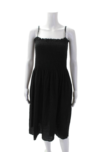 Three Graces London Womens Square Neck Smocked Mini Dress Black Size 10