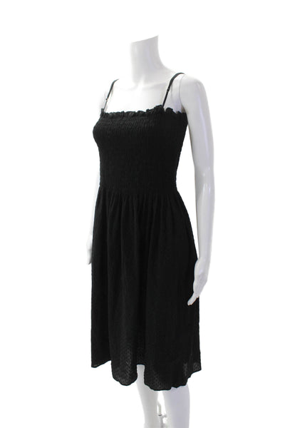 Three Graces London Womens Square Neck Smocked Mini Dress Black Size 10