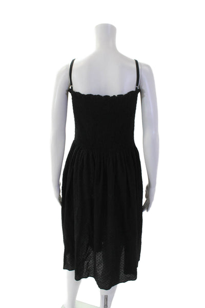 Three Graces London Womens Square Neck Smocked Mini Dress Black Size 10