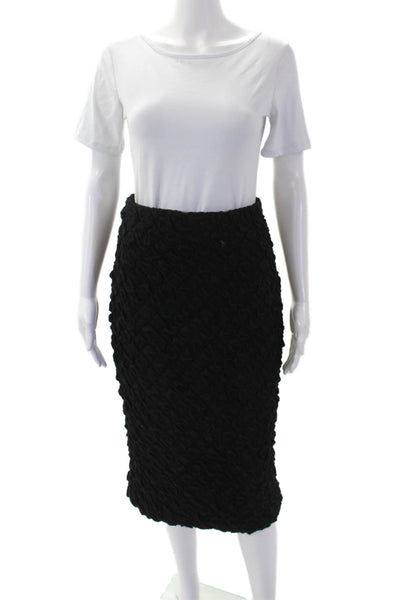 Dur Doux Womens Puckered Knit Midi Length Skirt - Black Size M