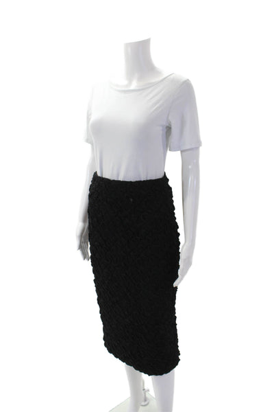 Dur Doux Womens Puckered Knit Midi Length Skirt - Black Size M