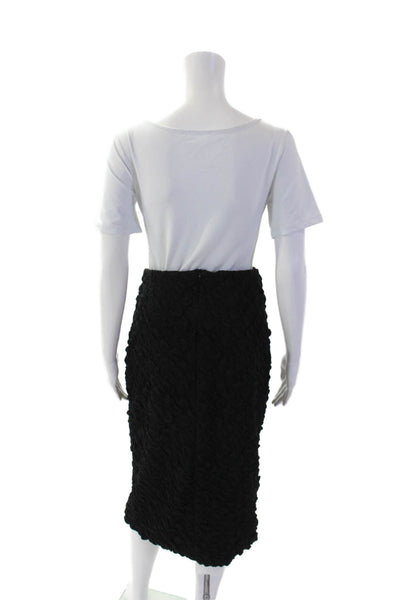 Dur Doux Womens Puckered Knit Midi Length Skirt - Black Size M