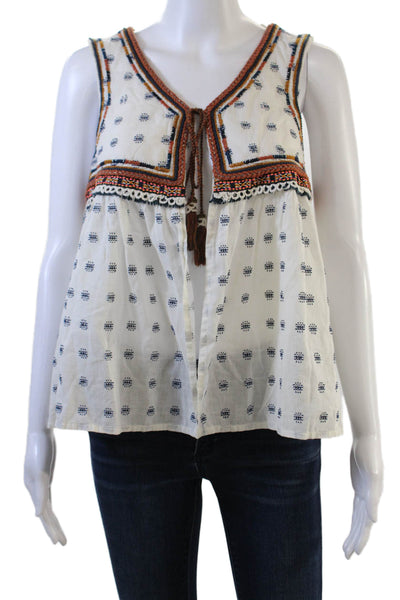 Zara Woman Womens Embroidered Spotted Print Sleeveless Vest Top White Size M