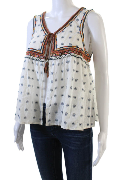 Zara Woman Womens Embroidered Spotted Print Sleeveless Vest Top White Size M