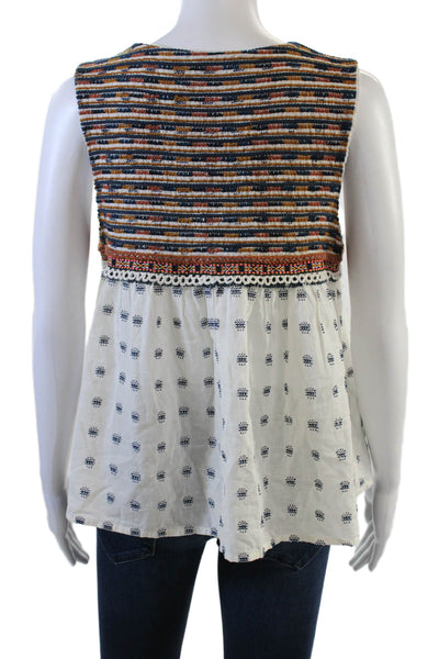 Zara Woman Womens Embroidered Spotted Print Sleeveless Vest Top White Size M