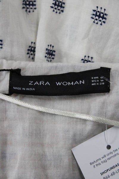 Zara Woman Womens Embroidered Spotted Print Sleeveless Vest Top White Size M