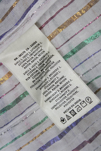 Floreat Womens Embroidered Striped Sleeveless Halter Blouse Multicolor Size 0