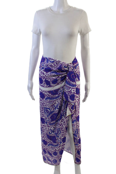 Zara Womens Floral Print Embellished Split Hem Maxi Skirt Purple Size XS
