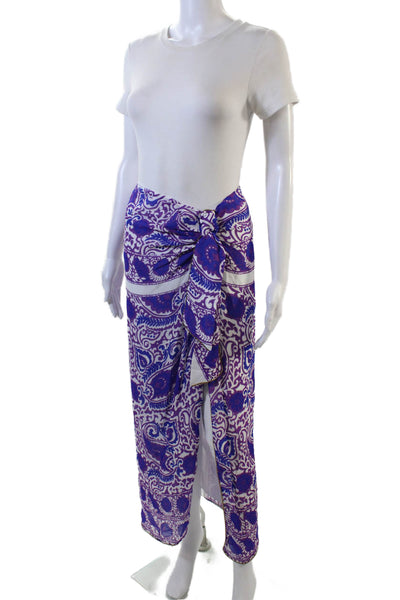 Zara Womens Floral Print Embellished Split Hem Maxi Skirt Purple Size XS