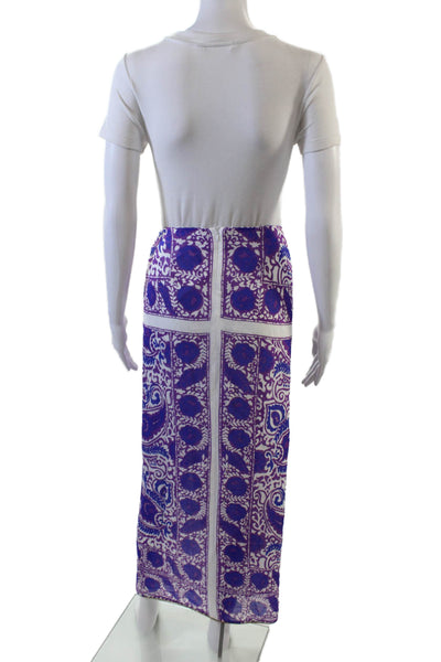 Zara Womens Floral Print Embellished Split Hem Maxi Skirt Purple Size XS
