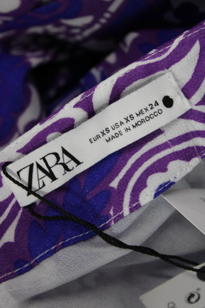Zara Womens Floral Print Embellished Split Hem Maxi Skirt Purple Size XS