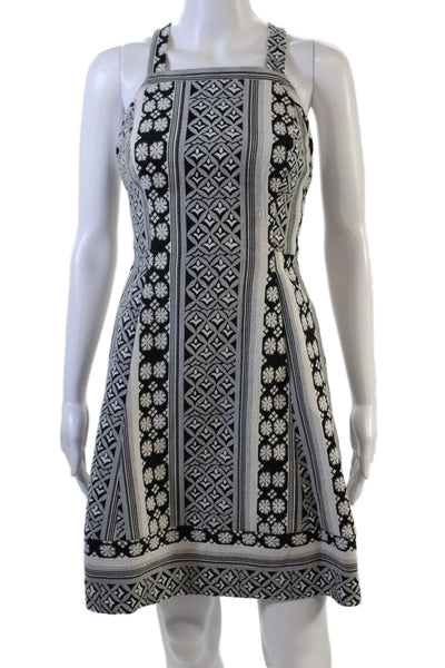 Tracy Reese Womens Cotton Abstract Print Sleeveless Halter Dress Gray Size 2