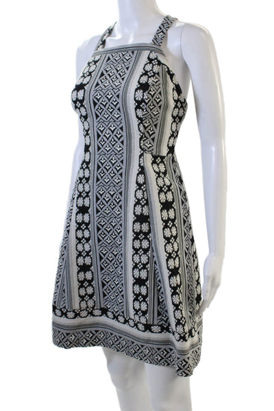 Tracy Reese Womens Cotton Abstract Print Sleeveless Halter Dress Gray Size 2