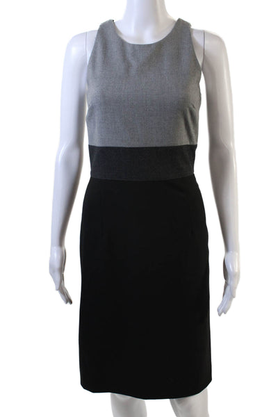 Pink Tartan Womens Wool Round Neck Sleeveless Zip Pencil Dress Gray Size 0