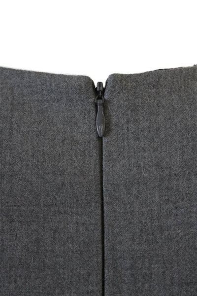 Pink Tartan Womens Wool Round Neck Sleeveless Zip Pencil Dress Gray Size 0