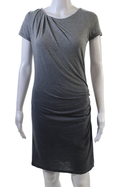 Theory Womens Short Sleeve Round Neck Ombre Casual Tunic Top Gray Size S
